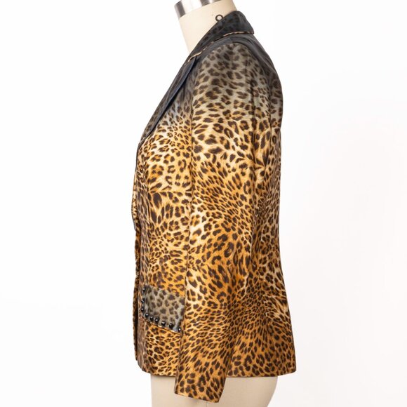 Alberto Makali Blue Ombre Leopard Print Silk Blazer sz 4 - Picture 4 of 10